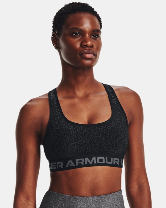 Bra Deportivo Armour® Mid Crossback Printed para Mujer, Black, pdpMainDesktop image number 0